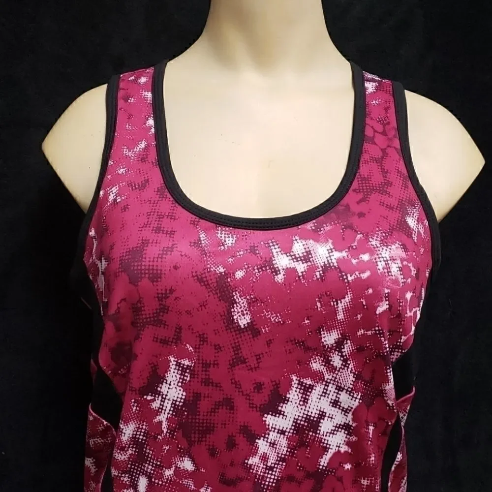 FILA SPORT PERFORMANCE WOMEN'S PINK AND BLACK RACERBACK TANK, SIZE MEDIUM
